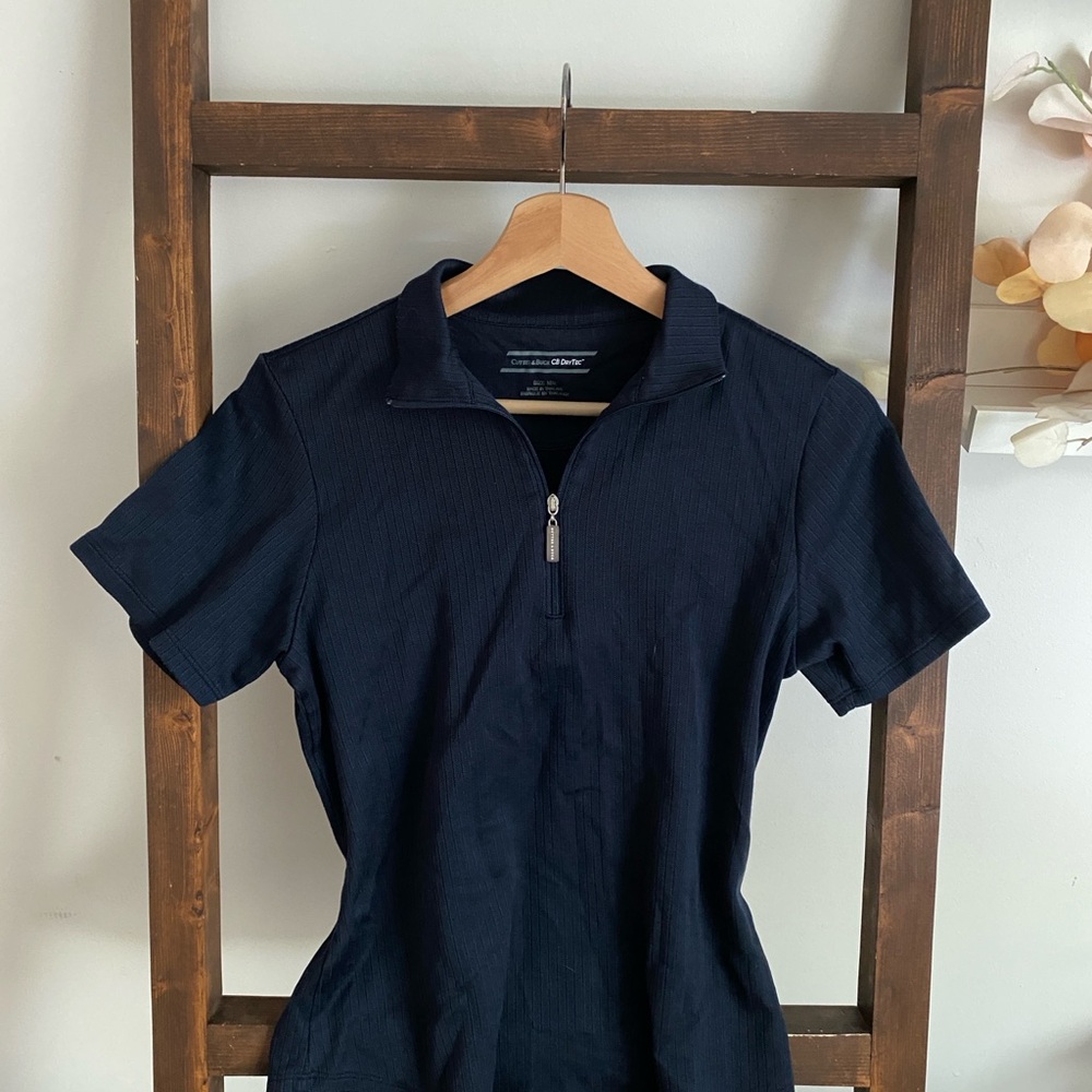 Cutter & Buck Navy Ribbed Short-Sleeve Half-Zip Top
